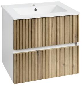 Aqualine Aqualine, PANEDA STRIP mosdószekrény 59,5x55x45,2cm, emporio tölgyfa, PN360