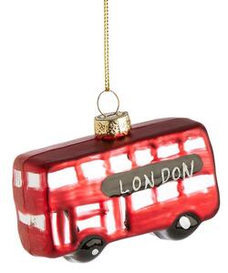 HANG ON üveg karácsonyfadísz Londoni busz 8cm