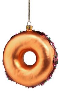 HANG ON üveg karácsonyfadísz fánk barna 10cm