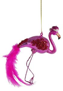 HANG ON üveg karácsonyfadísz flamingó kalapban