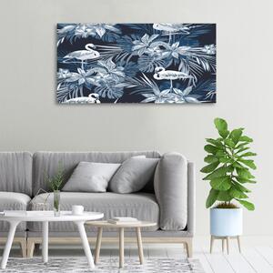 Vászonkép Flamingók és növények