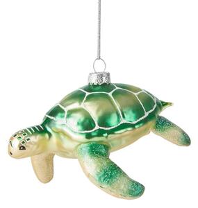 HANG ON üveg karácsonyfadísz zöld teknősbéka