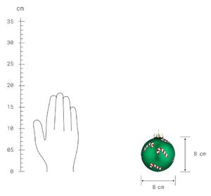 HANG ON üveggömb karácsonyfadísz 'Candy Cane' zöld, Ø 8 cm