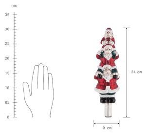 X-MAS üveg karácsonyfa csúcsdísz, mikulások 32cm