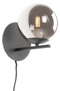 Art Deco fali lámpa fekete füstüveggel - Flore
