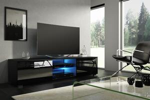 TV asztal/szekrény Mona 140 (fekete + fényes fekete). 787106
