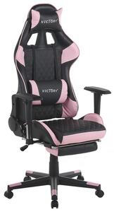 Rózsaszín és Fekete Gamer szék VICTORY