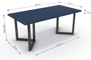 Étkezőasztal - Indra fekete lábbal - Tiroli kék 180x90