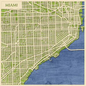 Miami 3D fa várostérkép fali dekoráció – Natura Products