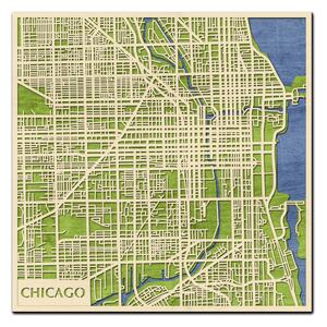 Chicago 3D fa várostérkép fali dekoráció – Natura Products