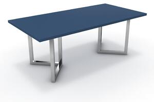 Étkezőasztal - Indra króm lábbal - Tiroli kék 200x100