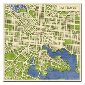 Baltimore 3D fa várostérkép fali dekoráció – Natura Products