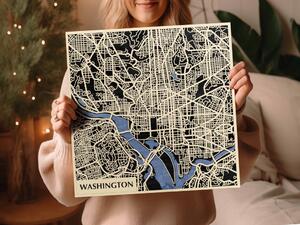 Washington 3D fa várostérkép fali dekoráció – Natura Products
