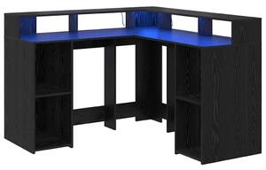 VidaXL Asztal LED -es lámpákkal Musta tammi 130 x 130 x 91 cm Faanyag