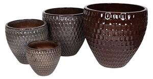 Remy Classic kerámia növénytartó szett rusztikus barna 30x27-57,5x55,5cm S4