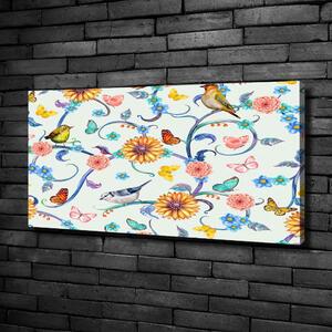 Vászonkép Virágok és madarak