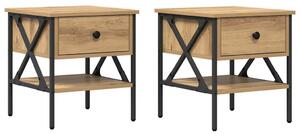 VidaXL Éjjeli szekrény fiókkal 2 pcs kézműves tölgy 40 x 42 x 45 cm
