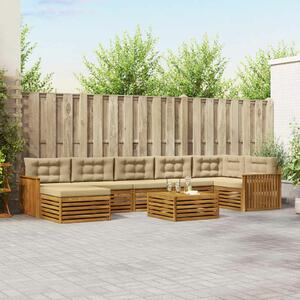 VidaXL Kültéri kanapé szett párnával 8 pcs Természetes és bézs