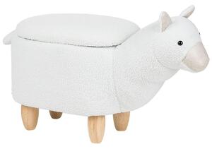 Fehér szövet állatos puff 65 x 45 cm ALPACA