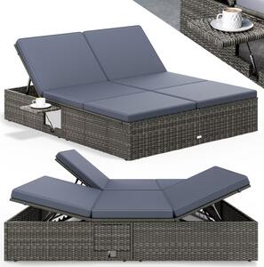 Deuba Kerti rattan ágy 200x160 cm szürke - antracit párnák