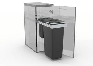 EKOTECH - Beépíthető hulladékgyűjtő SMART Inox 1x26 liter+1x7 liter lágyan záródó