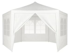 Kerti pavilon sátor, fehér, 2×2×2 m, 6 oldalfal ablakokkal, rögzíthető vázzal