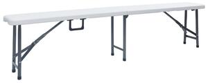 2 db fehér összecsukható HDPE kerti pad 180 cm