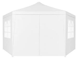 Kerti pavilon sátor, fehér, 2×2×2 m, 6 oldalfal ablakokkal, rögzíthető vázzal