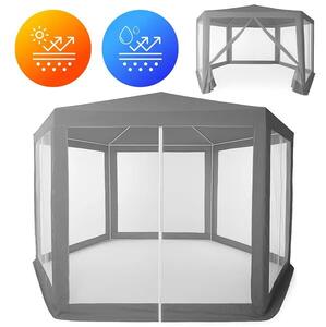 Kerti pavilon sátor 2×2×2 m, szúnyoghálós, szürke, fém vázzal