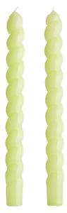 TWISTED gyertya szett 2db, fényes limezöld 25 cm