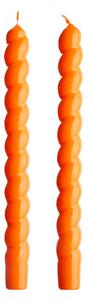 TWISTED gyertya szett 2db, fényes narancssárga 25 cm