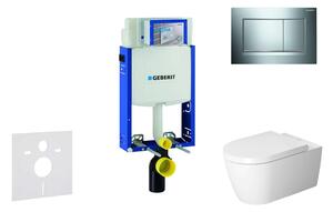 Geberit Kombifix - WC modul nyomógombbal Sigma30, fényes króm/matt króm + Duravit ME by Starck - WC és ülőke, perem nélküli, SoftClose 110.302.00.5 NM6