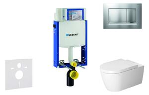 Geberit Kombifix - Fali WC modul nyomógombbal Sigma30, matt króm/króm + Duravit ME by Starck - WC és ülőke, perem nélküli, SoftClose 110.302.00.5 NM7