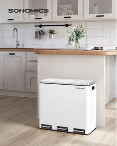 SONGMICS Háromrekeszes Szelektív Hulladékgyűjtő Pedálos Szemetes 3x18L Fehér
