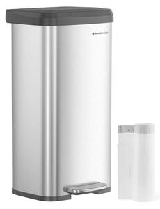 SONGMICS Prémium Rozsdamentes Acél Pedálos Szemeteskuka 68L Soft-Close Fedéllel
