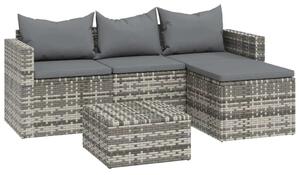 Polyrattan Kerti Ülőgarnitúra - 3 részes - Szürke