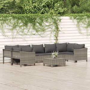 VidaXL Polyrattan Kerti Ülőgarnitúra - 8 részes - Szürke