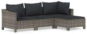 VidaXL Polyrattan Kerti Ülőgarnitúra - 4 részes - Szürke