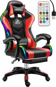 Likeregal 920 LED masszázs gamer szék lábtartóval piros