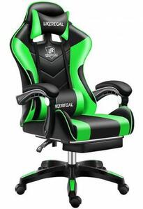 Likeregal 920 masszázs gamer szék lábtartóval zöld