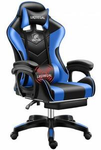 Likeregal 920 masszázs gamer szék lábtartóval kék