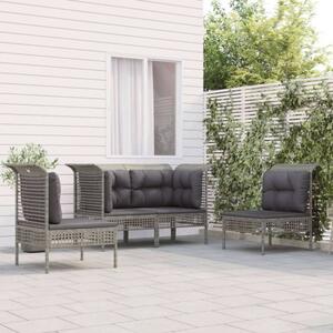 VidaXL 4 részes szürke polyrattan kerti ülőgarnitúra párnákkal