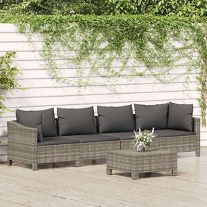 Polyrattan Kerti Ülőgarnitúra - 5 részes - Szürke
