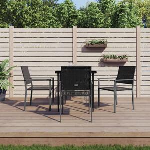 VidaXL 5-részes Kerti Étkezőgarnitúra - Fekete Polyrattan és Acél