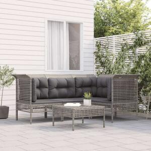 VidaXL 5 részes szürke polyrattan kerti ülőgarnitúra párnákkal