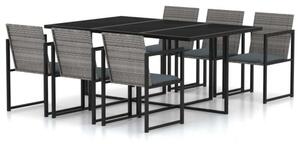 Kültéri Étkezőgarnitúra - Polyrattan - 7 részes - Szürke