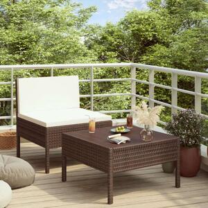 VidaXL 2-részes barna polyrattan kerti bútorszett párnákkal
