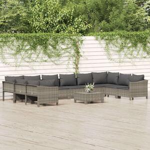 VidaXL Polyrattan Kerti Ülőgarnitúra - 11 részes - Szürke