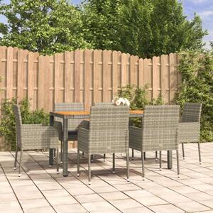 VidaXL Polyrattan Kerti Étkezőgarnitúra - 7 részes - Szürke
