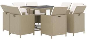 VidaXL Polyrattan Kerti Étkezőgarnitúra - 9 részes, Bézs